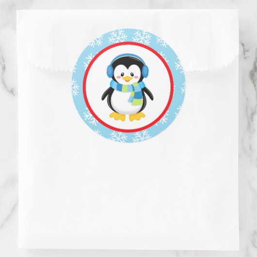 Pinguin Winter Snowflake Stickers (Tasche)