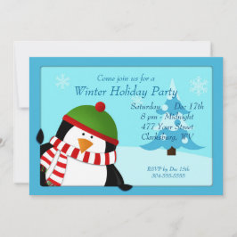 Pinguin Winterferienparty Einladung