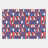 Pinguin-Wintermuster Blau Geschenkpapier Set (Vorderseite 3)