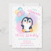 Pinguin-Winterparty-Geburtstag Einladung (Vorderseite)