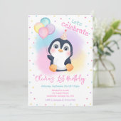 Pinguin-Winterparty-Geburtstag Einladung (Stehend Vorderseite)