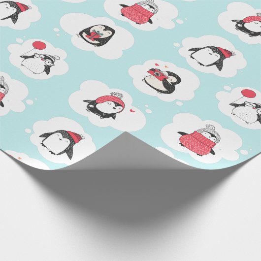 Pinguin Winterurlaub Geschenkpapier (Ecke)