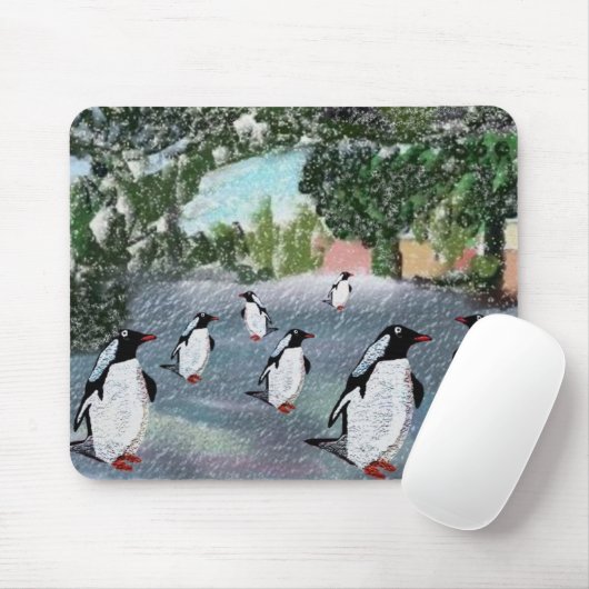 Pinguin Winterwonderland Mousepad (Mit Mouse)
