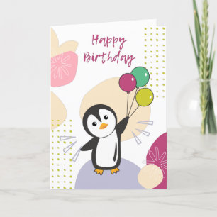 Pinguin wünscht Ihnen einen guten Geburtstag auf I Feiertagskarte