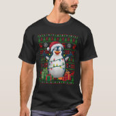 Pinguin Xmas Lights Ugly Weihnachtsmannmütze Kaise T-Shirt (Vorderseite)