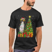 Pinguin Xmas Tree Lights Weihnachtsmannmütze Kaise T-Shirt (Vorderseite)