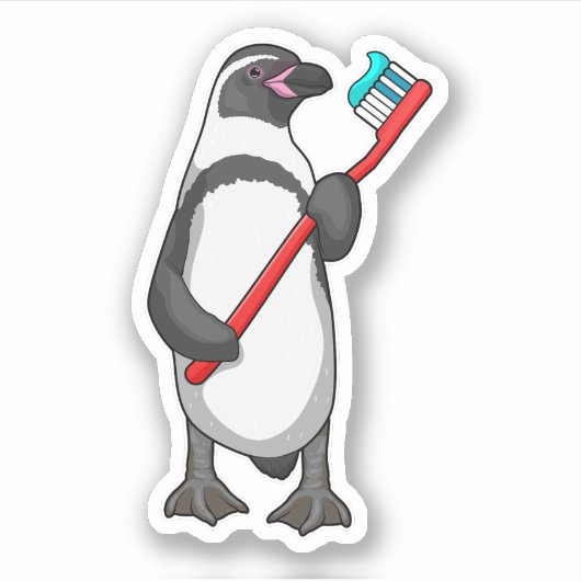 Pinguin-Zahnbürste Aufkleber (Vorderseite)