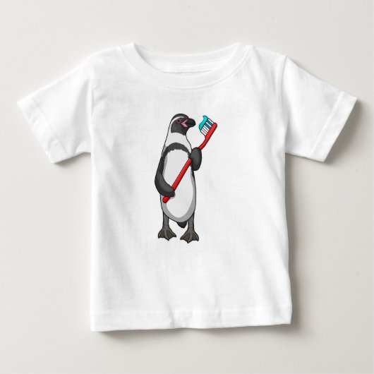 Pinguin-Zahnbürste Baby T-shirt (Vorderseite)