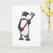 Pinguin-Zahnbürste Karte (Gelbe Blume)