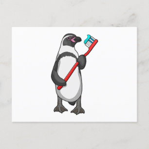 Pinguin-Zahnbürste Postkarte
