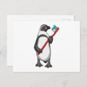 Pinguin-Zahnbürste Postkarte (Vorne/Hinten)