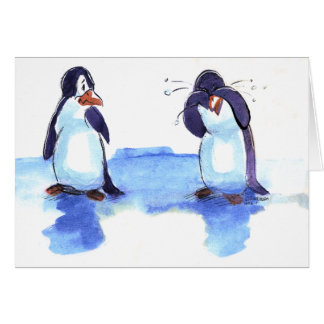 Pinguin zerreißt Karten