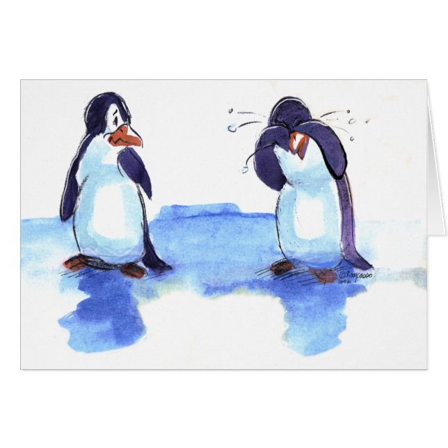 Pinguin zerreißt Karten (Vorderseite (Horizontal))