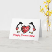 Pinguin zum 60. Jahrestag der Diamantenhochzeit Karte (Gelbe Blume)