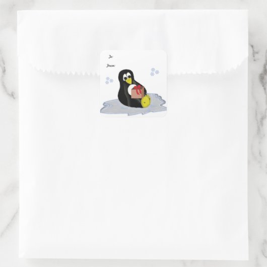 Pinguin zum Eispflaster Quadratischer Aufkleber (Tasche)