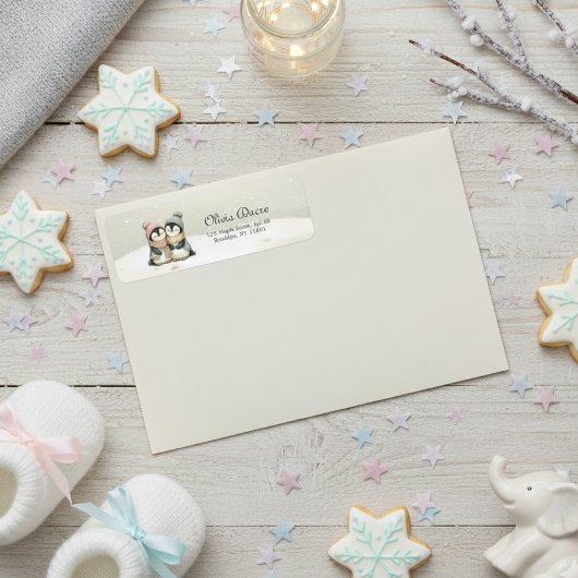 Pinguin-Zwillinge Baby Shower Neutral Winter