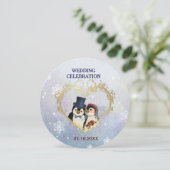 Pinguinbrücke und Groomehe - Kreis Einladung (Stehend Vorderseite)