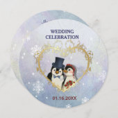 Pinguinbrücke und Groomehe - Kreis Einladung (Vorne/Hinten)