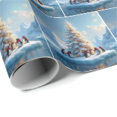 Pinguine Ansammlung Rund um einen Weihnachtsbaum Geschenkpapier (Rolleneckpunkt)