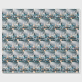 Pinguine Ansammlung rund um einen weißen Weihnacht Geschenkpapier (Flach)