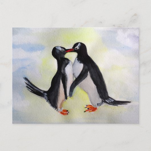 Pinguine Aquarellfarben Postkarte (Vorderseite)