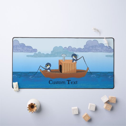 Pinguine auf Fischereibooten - niedlicher Pinguin- Schreibtischunterlage (Kindertisch)