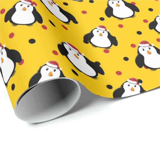 Pinguine auf Weihnachtspapieren Geschenkpapier (Rolleneckpunkt)