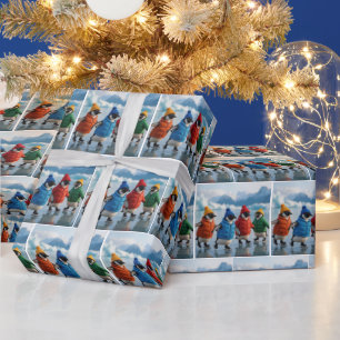 Pinguine beim Eislaufen auf einem arktischen See Geschenkpapier