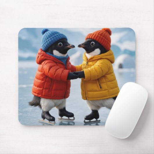 Pinguine beim Eislaufen Mousepad (Mit Mouse)