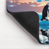 Pinguine beim Schmelzen von Eisbergen Mousepad (Ecke)
