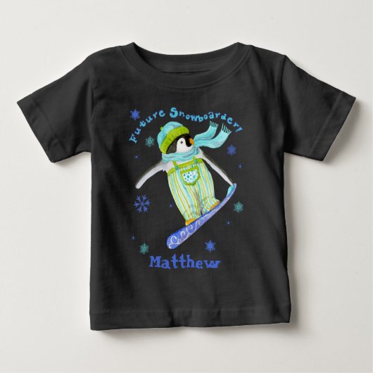 Pinguine beim Spiel, Snowboarder, Säugling T - Shi Baby T-shirt (Vorderseite)