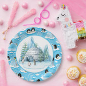 Pinguine beim Spielen Papierplatte Pappteller (Party)