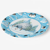 Pinguine beim Spielen Papierplatte Pappteller (Schrägansicht)