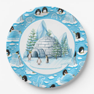 Pinguine beim Spielen Papierplatte Pappteller