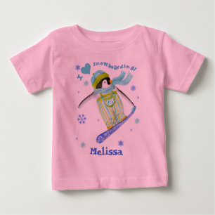 Pinguine beim Spielen, Snowboarden, Säugling T - S Baby T-shirt