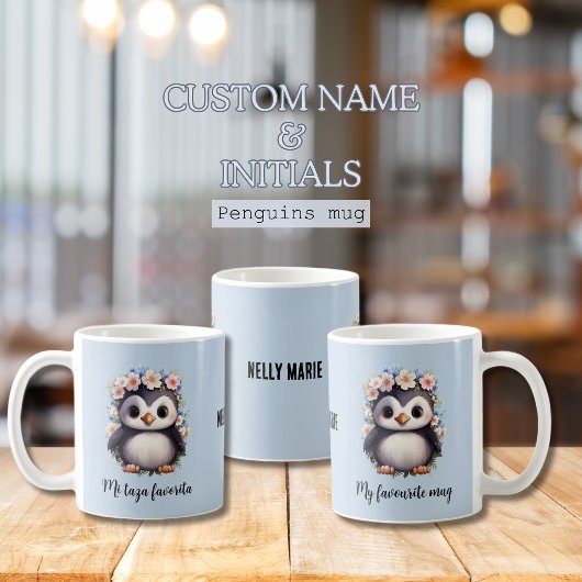 Pinguine Bilingual Mi Taza Favorita Spanisch Blue Kaffeetasse