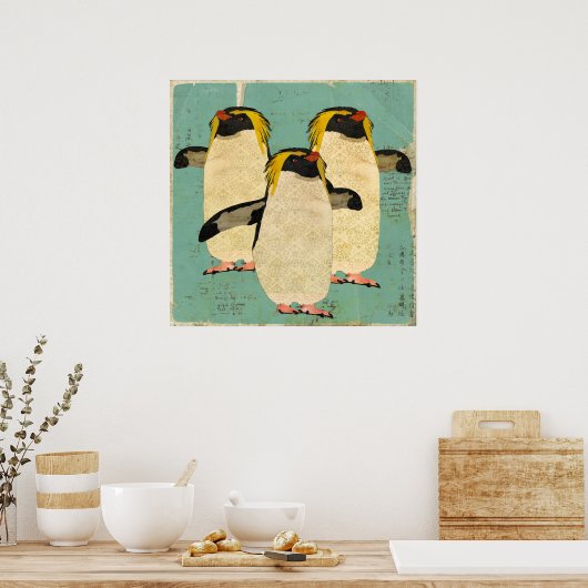 Pinguine Blue Lagoon Art Poster (Küche)