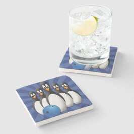 Pinguine Bowling Stone Untersetzer