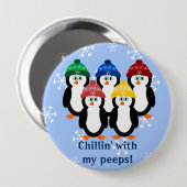 Pinguine Chillin mit meinem Blick-Winter-Knopf Button (Vorne & Hinten)