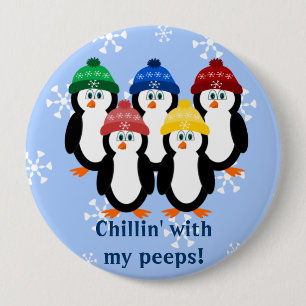 Pinguine Chillin mit meinem Blick-Winter-Knopf Button