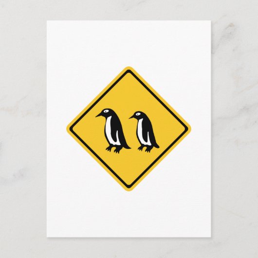 Pinguine Crossing, Traffic Sign, Neuseeland Postkarte (Vorderseite)