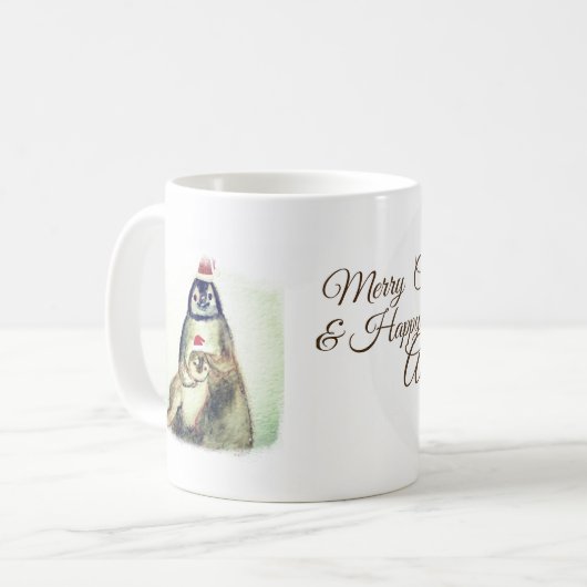 Pinguine Custom Naame Holiday Tasse (Vorderseite Links)