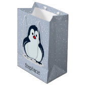 Pinguine Design Geschenktasche Mittlere Geschenktüte (Vorderseite Schrägansicht)