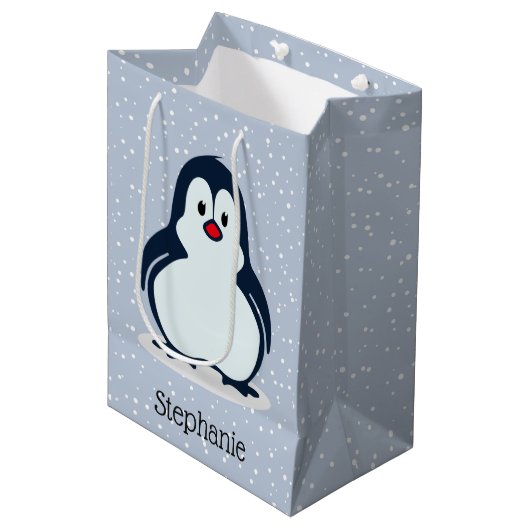 Pinguine Design Geschenktasche Mittlere Geschenktüte (Vorderseite Schrägansicht)