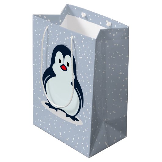 Pinguine Design Geschenktasche Mittlere Geschenktüte (Rückseite Schrägansicht)