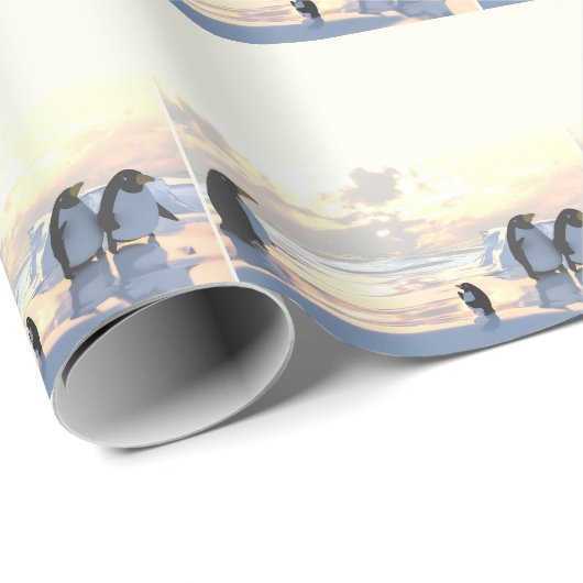 Pinguine, die auf einer Eisscholle abkühlen Geschenkpapier (Rolleneckpunkt)
