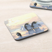 Pinguine, die auf einer Eisscholle abkühlen Getränkeuntersetzer (Linke Seite)
