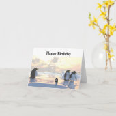 Pinguine, die auf einer Eisscholle abkühlen Karte (Gelbe Blume)