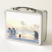 Pinguine, die auf einer Eisscholle abkühlen Metall Brotdose (Rückseite)