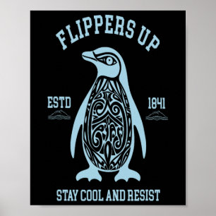 Pinguine, die aufstehen, Bleibe Cool und widersteh Poster